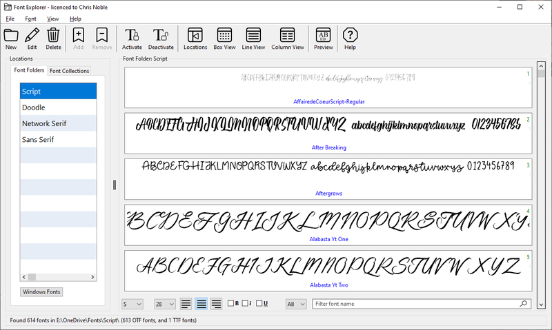 Font Explorer Window Line View