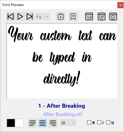 Font Explorer Preview Window